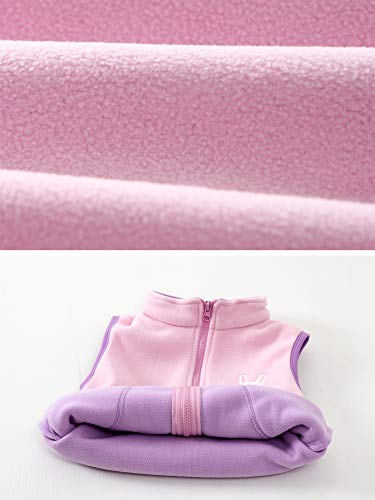 Camilife Kinder Mädchen Polar Fleece Weste Stehkragen Reißverschluss Fleeceweste Kinderweste Ärmellose Kinderjacke Süß Lieblich Cartoon Häschen Pattern Pink Herstellergr. 110