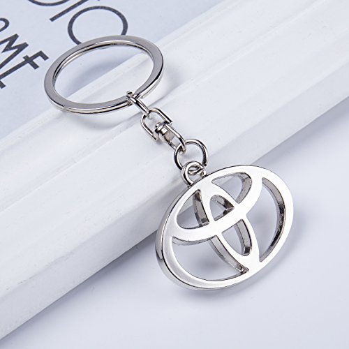 QZS Car Logo Key Chain Ring - 2020 3D Chrome Metal Car Keychain Keyring Family Present for Man and Woman Gifts Elegant Durable for Toyota Cars