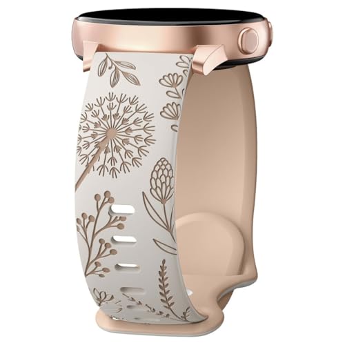 [ECVGHD] Elegant Dandelions Watch Straps Silicone Watch Band 20mm Width Comfortable Wear