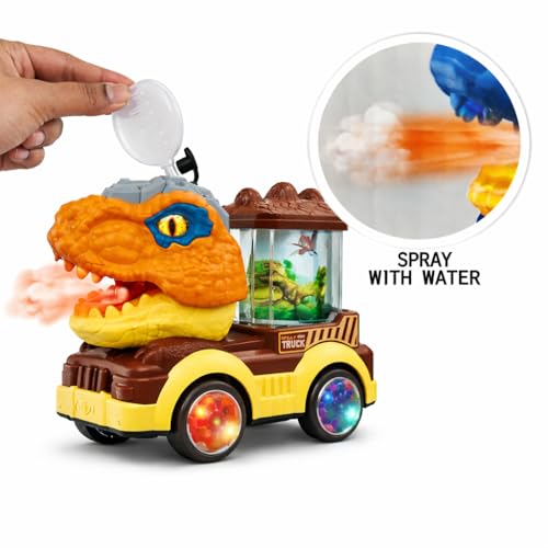Image of Dinosaur Spray Toy Truck for Kids | Water Mist Spray, Flashing Lights & Moving Parts | Electric Musical Toy Car with 360 Rotation | Battery Operated Toy for Boys & Girls (2+ Years)