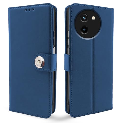 Image of Pikkme Vivo T3x 5G / Vivo Y200i 5G Flip Cover Leather Finish | Inside TPU with Card Pockets | Wallet Stand and Shock Proof | Complete Protection Button Flip Case (Blue)