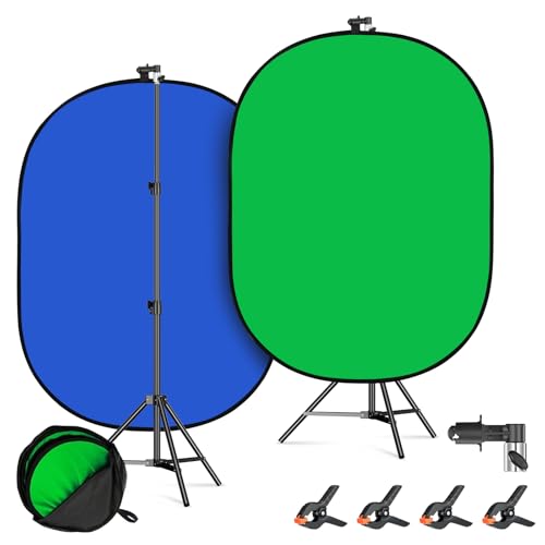 Toile de fond pliable Soonpho vert bleu : fixez votre arrière-plan sans vider votre espace