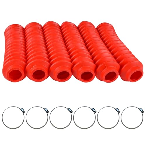 Red Universal Shock Boot Polyurethane 6 Pack w/Metal Clamps PORC Off Road