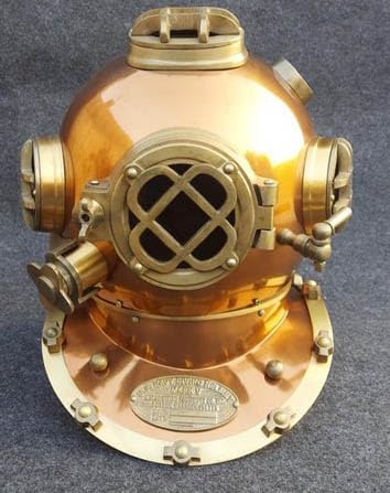 Medieval HANDICRAFTS Store Vintage 18'' Copper Diving Helmet – Nautical Décor and Collectible Gift for Maritime Enthusiasts Divers Helmet