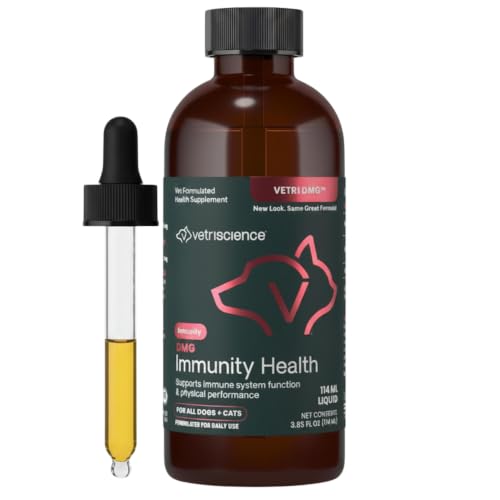 VetriScience DMG Immunity Health Easy-Dose Liquid Immune Support Supplement for Dogs and Cats Hypoallergenic Support Performance Stamina Immune Response (Dimethylglycine) 114 ml