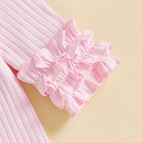 Newborn Baby Girl Clothes Jumpsuit Ruffle Romper Bodysuit Pants Headband One-Piece Coming Home Hospital Outfits 6