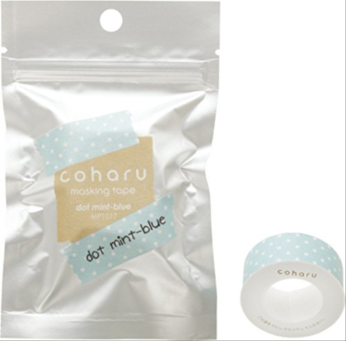 COHARU Thermal Paper Masking Tape, Dot Mint Blue