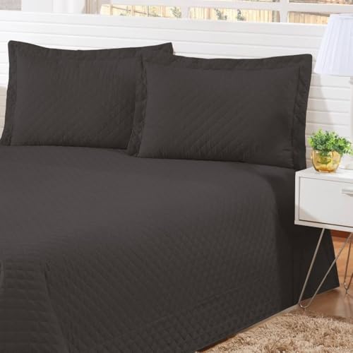 Kit Cobre Leito Casal Padrão 03 Peças Cama Box Matelado (Preto)