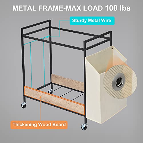Laundry Hamper With Wheels; 174L Extra Large Rolling Laundry Cart With Removable Liner Bag; Heavy Duty Laundry Basket With Side Pocket; Commercial Laundry Sorter With Metal Frame & Fabric Lid (Beige) #TOP3