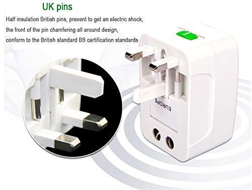 Image of Universal Travel Adapter with Dual USB Ports, International All-in-One Plug Converter Compatible with US, UK, EU & AU Sockets, Portable Travel Charger