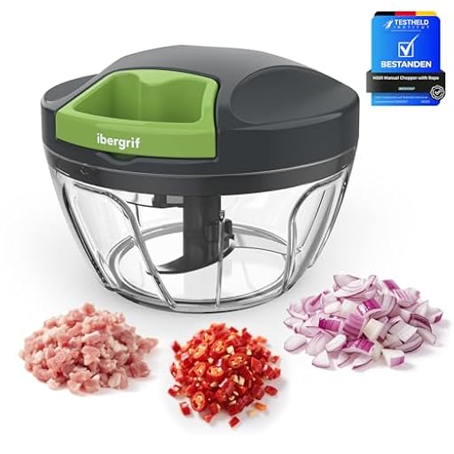 Ibergrif Manual Chopper with Rope, Multifunctional Vegetable Chopper, Vegetable Chopper with Lid, BPA Free, Easy to Clean, Easy Pull Food Chopper for Vegetables, Fruits, Nuts | Ya disponible en tu tienda friki favorita! En mundofriki.es!