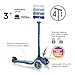 Globber V2 3-Wheel Kids Kick Scooter with LED Light Up Wheels and Adjustable Height and Comfortable Grips for Boys and Girls, Dark Blue