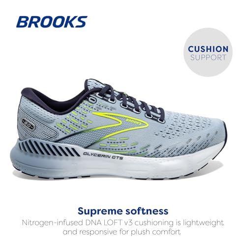 Image of Brooks Women's Glycerin GTS 20 Supportive Running Shoe - Light Blue /Peacoat /Nightlife - 8.5 Medium