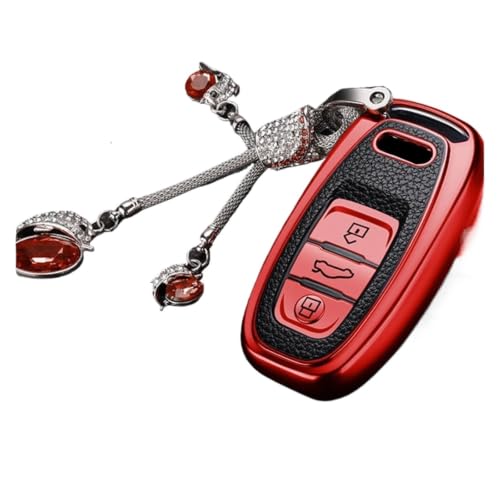 Funda de llave para Audi A3 A4 Q5 en cuero azul elegante con llavero protector premium 7
