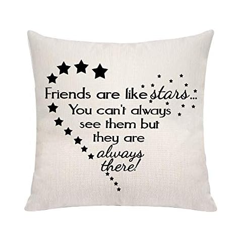 VAVSU Friends Are Like Stars Square Shape Linens Printing Pillow Cases Cushion Covers Prefect Gifts for Your Best Friends Friendship Keepsakes 45x45 CM Pillowcases Cover