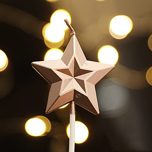 Star Shaped Birthday Candle,Metallic Multicolor 3D Design Cake Candles,Creative Fun Long Thin Wedding Birthday Candles Set,Party Supplies,Cake Decoration (Champagne)