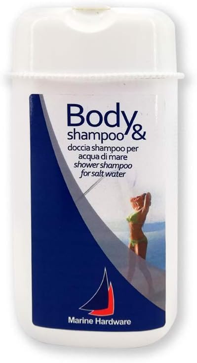 Marine Hardware docciashampoo Delicato Liquido Marino da Barca biodegradabile Acqua di Mare ecocompatibile Doccia Campeggio rispetta Ambiente, la Pelle e Capelli Profumo Naturale.