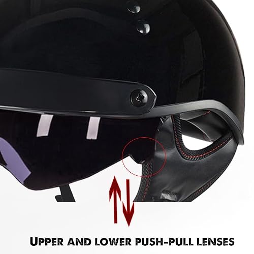 Motorcycle Half Helmet with Retractable Inner Sun Shade Quick Release Buckle DOT Approved Half Face Cycling Helmets for Men Women Adult (Gray, Medium)