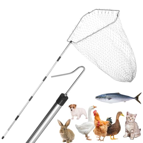 TOXYMHO Chicken Catcher Adjustable from 29 inches to 74 inches Chicken Net Chicken Leg Hook Suitable for Catching Outdoor Animals Such as Chickens Ducks Fishnet Geese Birds (15.3 x 23.2 inch net)