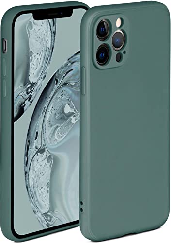 ONEFLOW Coque Souple Compatible avec Apple iPhone 12 Pro Max, Coque en Silicone, Bord surélevé pour la Protection d'écran, Double Couche, Coque Souple pour téléphone - Petrol-Vert Mat Cover