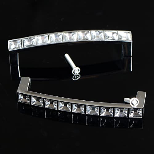 Zovfam Cabinet Handles Pulls 3.75 Inch Drawer Pulls Modern Crystal Glass Cabinet Hardware Clear Bling Dresser Handles U Shape Crystal Drawer Pulls, Pack Of 10 (3.75" Hole To Hole, 96Mm Length) #TOP5