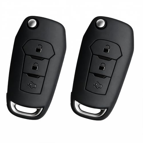 Image of JVCV Premium Soft TPU Key Cover Compatible with Ford Endeavour, Figo, Aspire & Freestyle 3 Button Folding Key | Scratch-Resistant Protective Case (2 Pack - Matte Black)