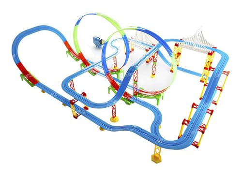 Image of Zest 4 Toyz Electric Powered Train Track Set DIY Multi-Level Track Builder Set (162 Pcs) with Realistic Sound & Flashing Lights for Kids Boys & Girls Ages 3+ Years