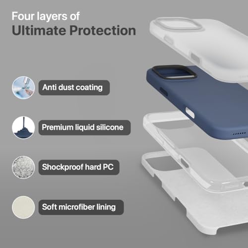 Image of CASEGEAR Silicone Snap Fit Back Cover Case Compatible with iPhone 16 Pro Max | 8 Feet Drop Protection | Compatible with MagSafe | 360 Protection | Shockproof & Scratch Resistant | Blue