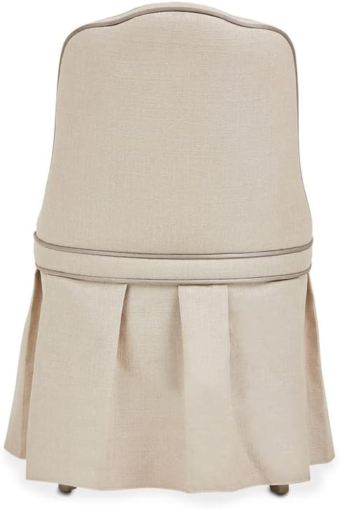 Miniatura 8 de Michael Amini Villa Cherie - Silla de tocador de tela copetuda en color marfil perla