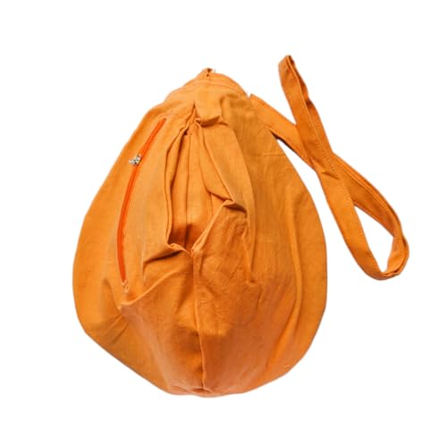 Image of Pure Cotton Chanting Bag or Gomukhi Japa Mala Bag or Cotton Bead Bag with Sakshi Mala Counter (Orange)
