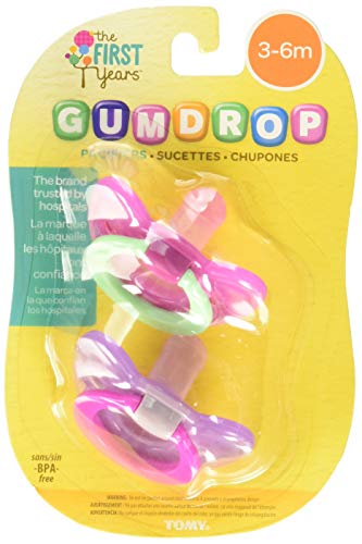 The First Years Gumdrop Hospital Pacifier with Ring, 3-6 Months