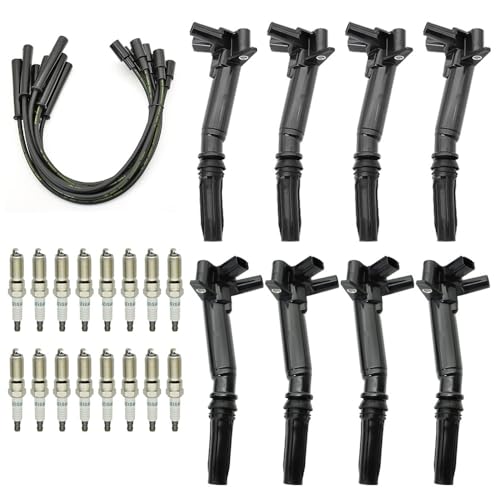 Image of Set of 8 UF639&UF631 Ignition Coil with 16 pcs Platinum Spark Plug and Wire Compatible with 2010-2016 Ford F150 F250 F-350 6.2L
