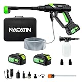 1000PSI Cordless Pressure Washer, 21V 4.0Ah Battery-Powered Brushless Motor Power Washer with 6-in-1 Nozzle, 5 Gear Pressure