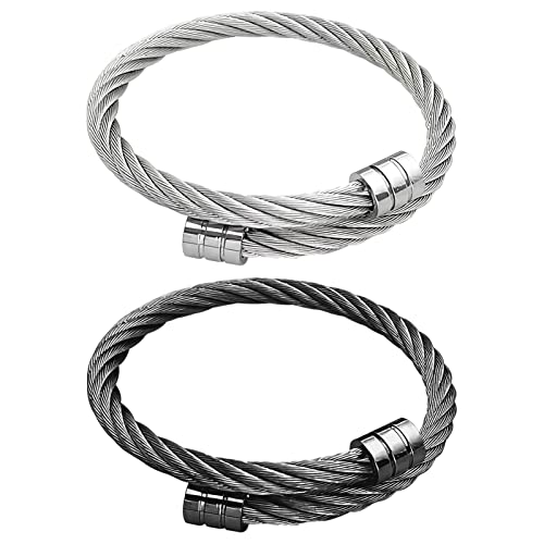 TOPJOWGA Crainoc Osimium Armreif, 2 Stück Crainoc Titaniumion Osimium Bangle, Titaniumion Offenes Verstellbares-Armreif, Lymphdrainage Adjustable für Männer und Frauen (A)