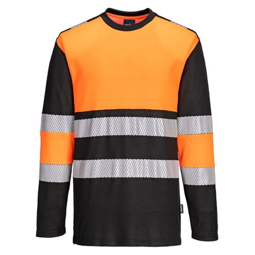 T-Shirt Hi-Vis orange noir Portwest PW3 veste légère de travail haute visibilité S