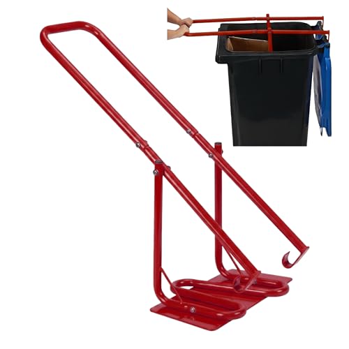 Presse-poubelle manuelle Relaxdays en acier rouge avec plaque métallique
