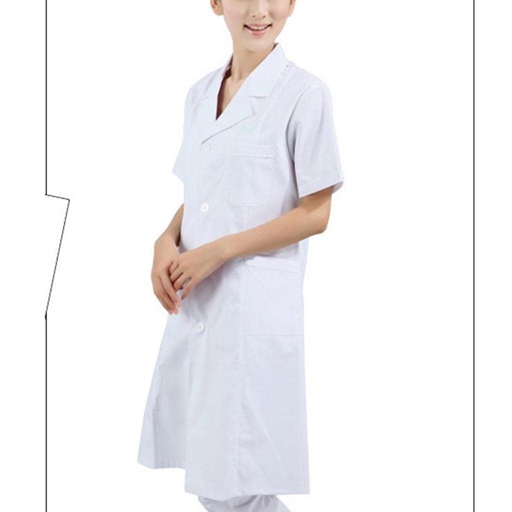 Bata de laboratorio de manga corta para mujer, uniforme de médico, enfermera, talla S