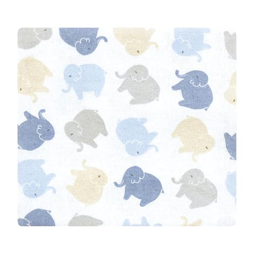 Image of Hudson Baby Unisex Baby Cotton Flannel Receiving Blankets 4-Pack, Multi Color Boy Elephant, One Size