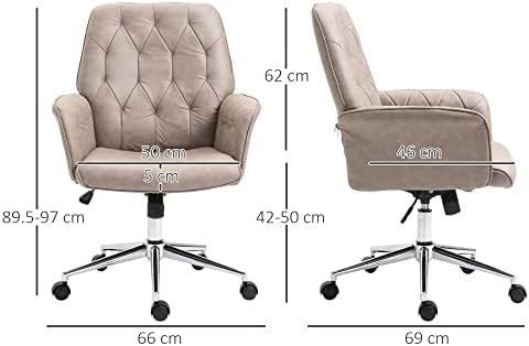 Vinsetto Micro Fiber Office Swivel Chair Mid Back Computer Desk Chair with Adjustable Seat, Arm - Light Grey