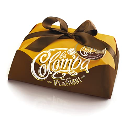 FLAMIGNI Colomba Tradicional de Pascua con Gotas de Chocolate y Naranja Confitada 1 kg, Pastel de Pascua Artesanal, Masa Suave y Delicada, con Ombligo de Naranja Confitado, Made in Italy
