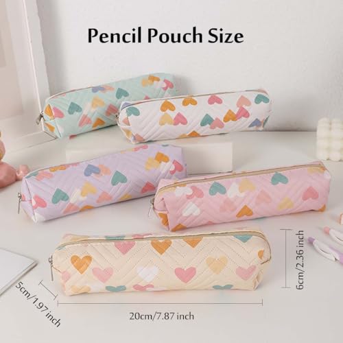 Image of Small Pencil Pouch Cute Makeup Heart Pen Bag Women Office Stationery Comestic Bag
