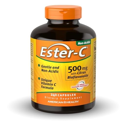 American Health 500 mg with Citrus Bioflavonoids Capsules Gentle On Stomach NonAcidic Vitamin C NonGMO Gluten Free 120 Servings, Ester-C, 240 Count