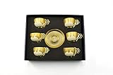 Meycegiftshop Set of 6 Ottoman Turkish Greek Arabic Coffee Espresso Saucer Porcelain Set Gold 12...