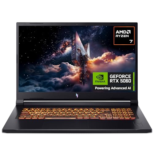 Acer Nitro V17 AI ANV17-41 Gaming Laptop - AMD Ryzen 7 260 16GB 1TB SSD NVIDIA GeForce RTX 5060 17.3 QHD 165Hz Windows 11 Black