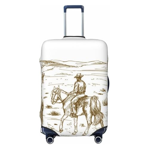 Western Desert Cowboys For Travel Luggage Cover Suitcase Protector Fits 18-32 Inch Travel Luggage Protector Elastic Luggage Anti-Scratch Suitcase Cover