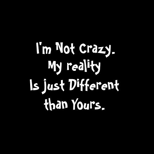 I'm Not Crazy My Reality is Different Than Yours NOK Decal Vinyl Sticker |Cars Trucks Vans Walls Laptop|White|5.5 x 4.5 in|NOK586
