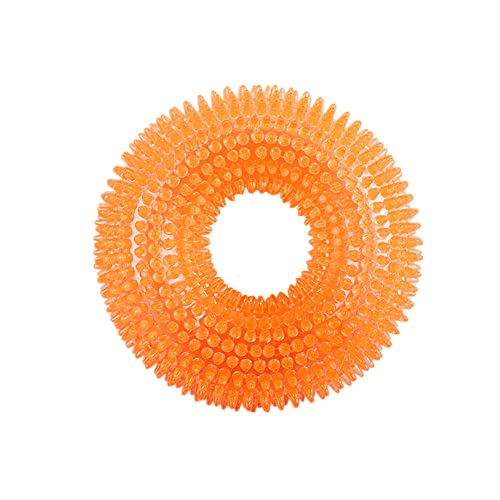 Namvo Molar Bite Toy, Soft Natural Rubber Dog Puppy Chew Toys for Aggressive Chewers Dog Toothbrush Teeth Cleaning Brushing Doughnut Ring Shape Interactive Play Tool Yellow