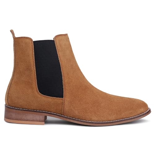 Image of LOZANO Suede Leather Chelsea Boots for Men | High Ankle Boots, Soft Cushioned Insole, Slip-Resistance, Arch Support & Shock Absorption