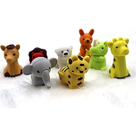 20pcs Cute Animal Rubber Pencil Eraser Set Stationery Novelty Children Party Gift Games Prizes School Supplies Cover