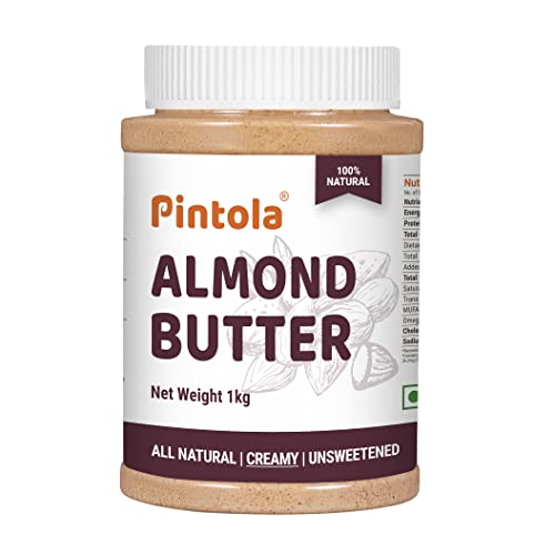 Image of Pintola Almond Butter Creamy 1kg - All Natural Unsalted Butter, Healthy Almond Butter Unsweetened for Bread Spreads, Vegan